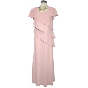 TRADITION  Pink Embellished Trimmed Ruffles  Formal Maxi Dress Size 12